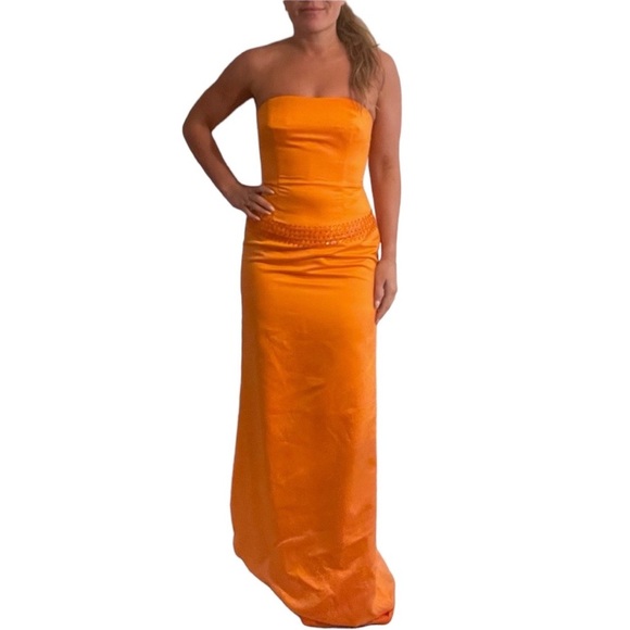 Jovani Strapless Gown Orange - Picture 1 of 7